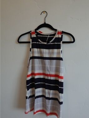 Striped Sleeveless Swing Tank Top - Navy, White & Red